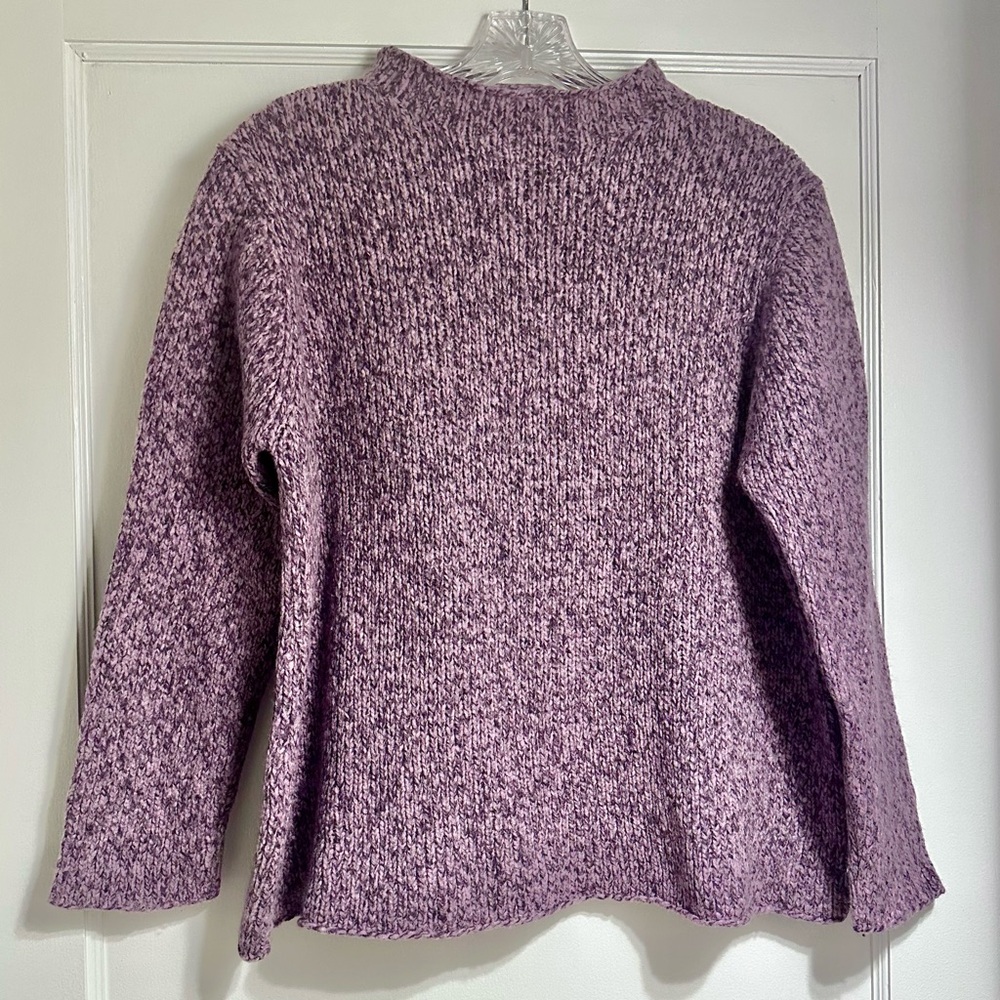 Eileen Fisher Purple Turtleneck Italian Merino Wool Sweater